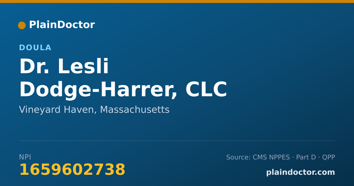 Shareable card for Lesli Dodge-Harrer, CLC - Doula, Vineyard Haven, MA