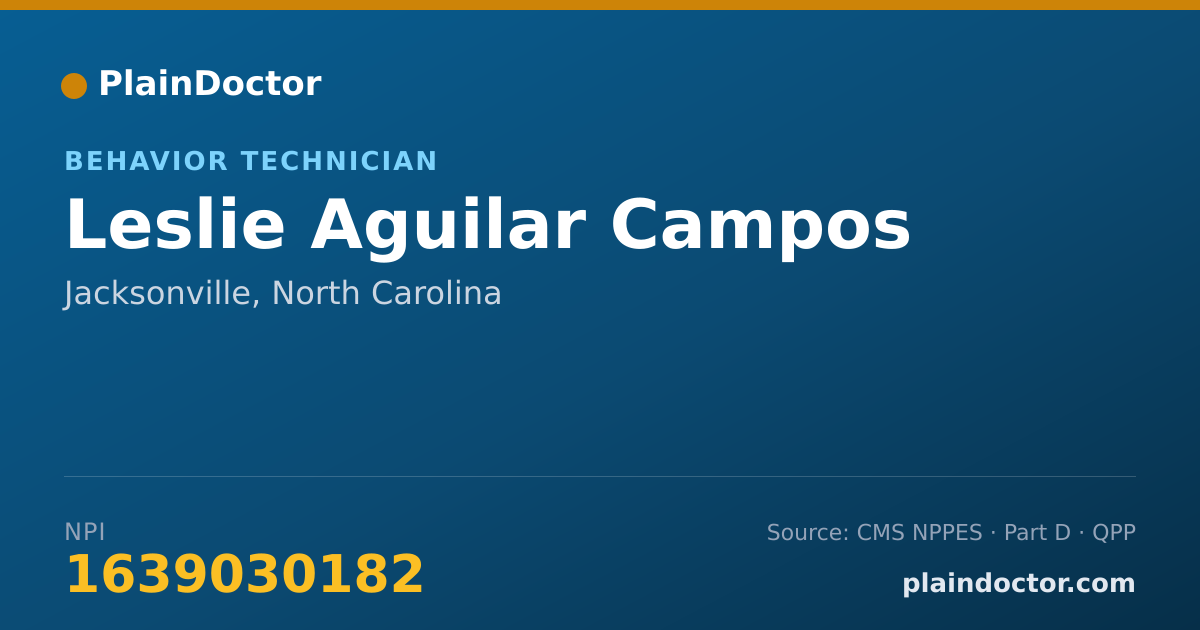 Shareable card for Leslie Aguilar Campos - Behavior Technician, Jacksonville, NC