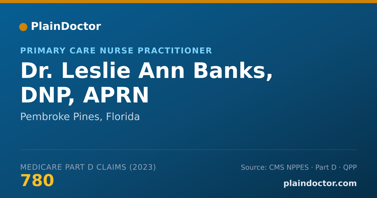Shareable card for Leslie Ann Banks, DNP, APRN - Primary Care Nurse Practitioner, Pembroke Pines, FL