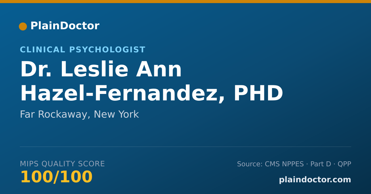 Shareable card for Leslie Ann Hazel-Fernandez, PHD - Clinical Psychologist, Far Rockaway, NY