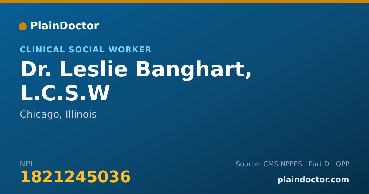 Shareable card for Leslie Banghart, L.C.S.W - Clinical Social Worker, Chicago, IL