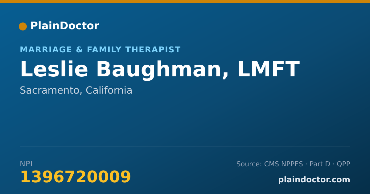 Shareable card for Leslie Baughman, LMFT - Marriage & Family Therapist, Sacramento, CA