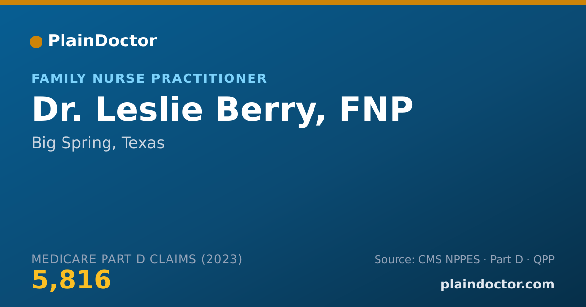 Shareable card for Leslie Berry, FNP - Family Nurse Practitioner, Big Spring, TX