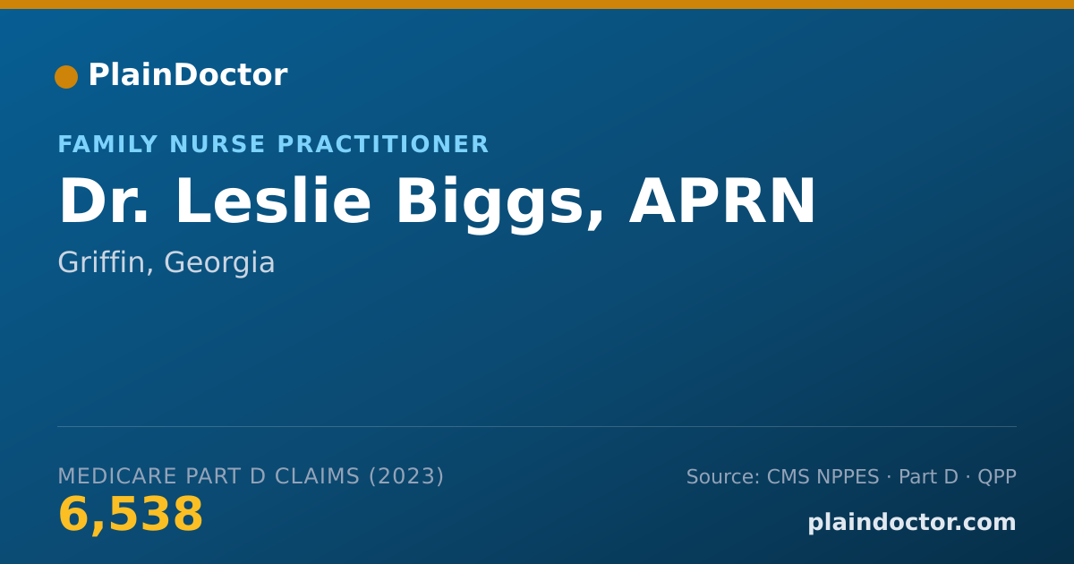 Shareable card for Leslie Biggs, APRN - Family Nurse Practitioner, Griffin, GA