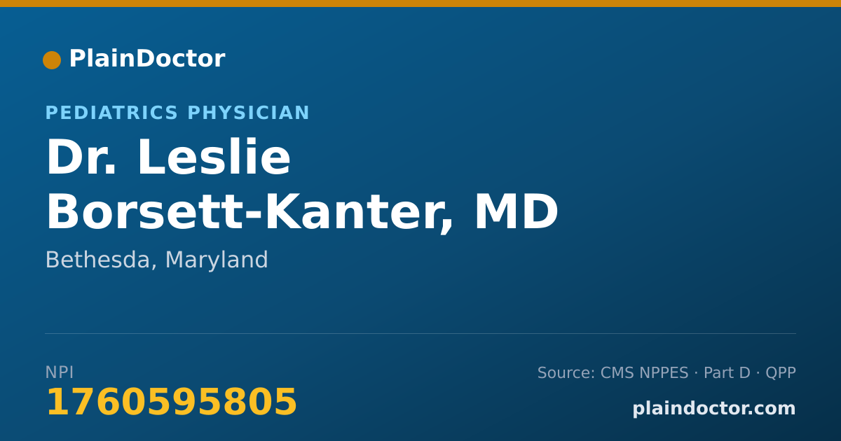 Shareable card for Leslie Borsett-Kanter, MD - Pediatrics Physician, Bethesda, MD