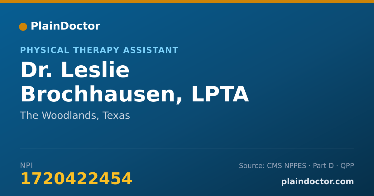 Shareable card for Leslie Brochhausen, LPTA - Physical Therapy Assistant, The Woodlands, TX
