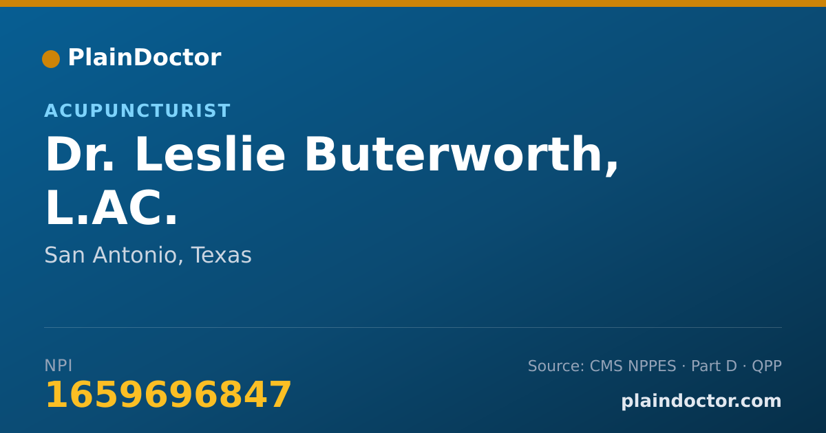 Shareable card for Leslie Buterworth, L.AC. - Acupuncturist, San Antonio, TX