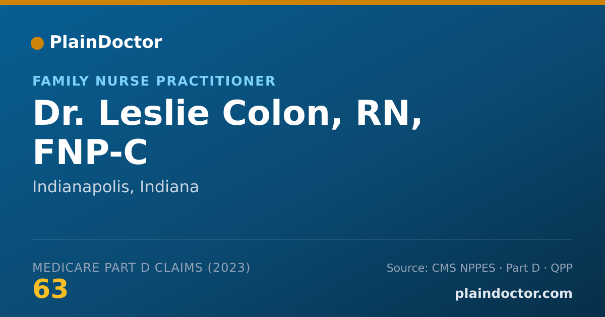 Shareable card for Leslie Colon, RN, FNP-C - Family Nurse Practitioner, Indianapolis, IN