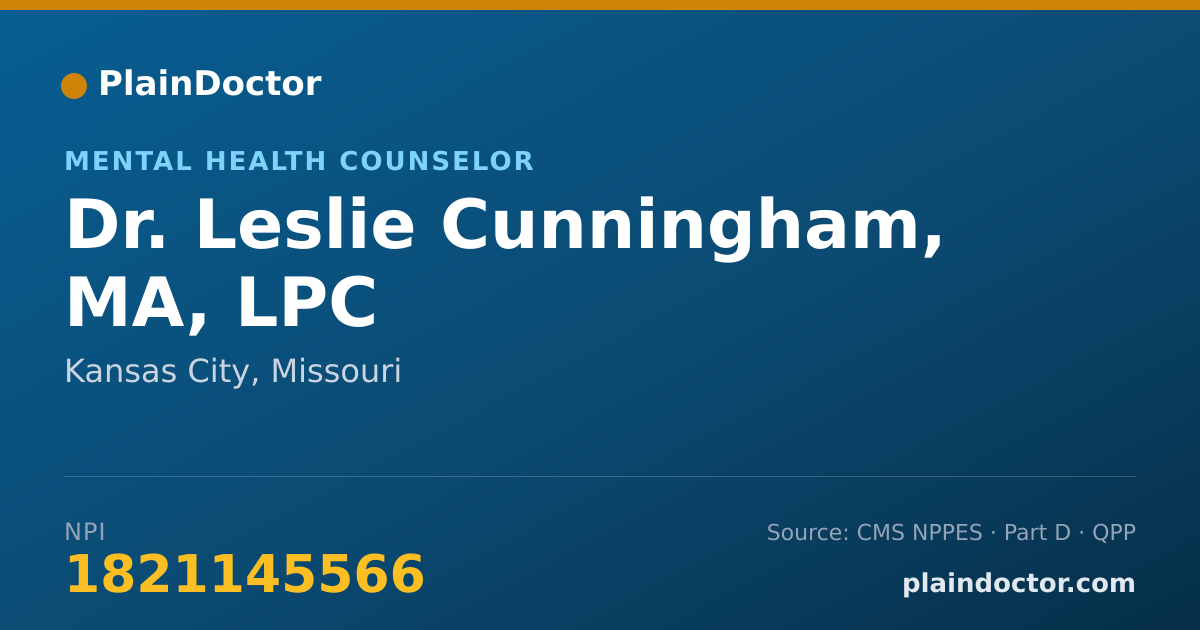 Shareable card for Leslie Cunningham, MA, LPC - Mental Health Counselor, Kansas City, MO
