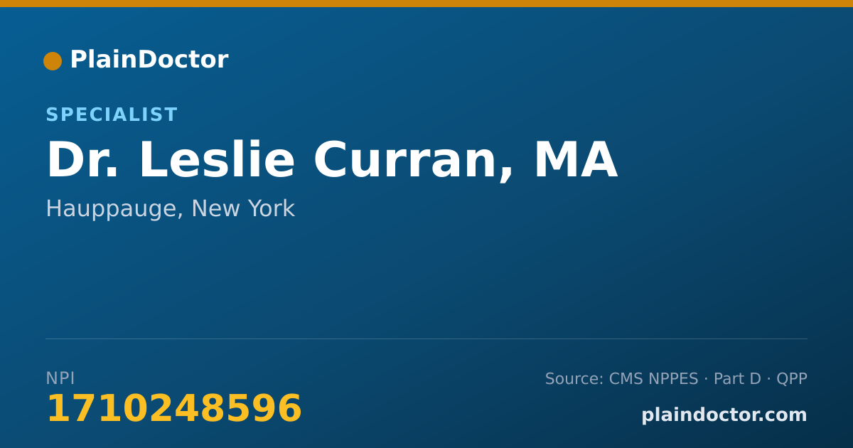Shareable card for Leslie Curran, MA - Specialist, Hauppauge, NY