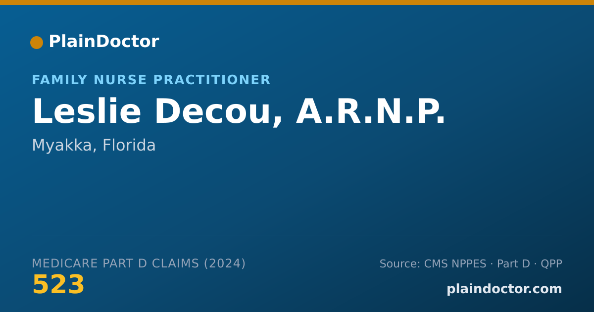 Shareable card for Leslie Decou, A.R.N.P. - Family Nurse Practitioner, Myakka, FL