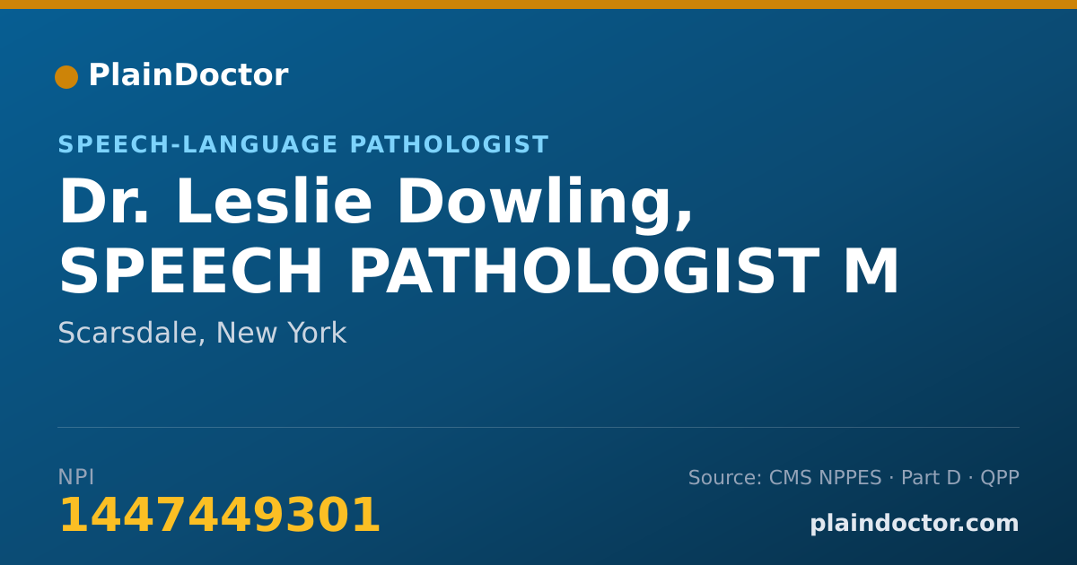 Shareable card for Leslie Dowling, SPEECH PATHOLOGIST M - Speech-Language Pathologist, Scarsdale, NY