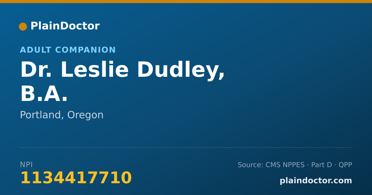 Shareable card for Leslie Dudley, B.A. - Adult Companion, Portland, OR