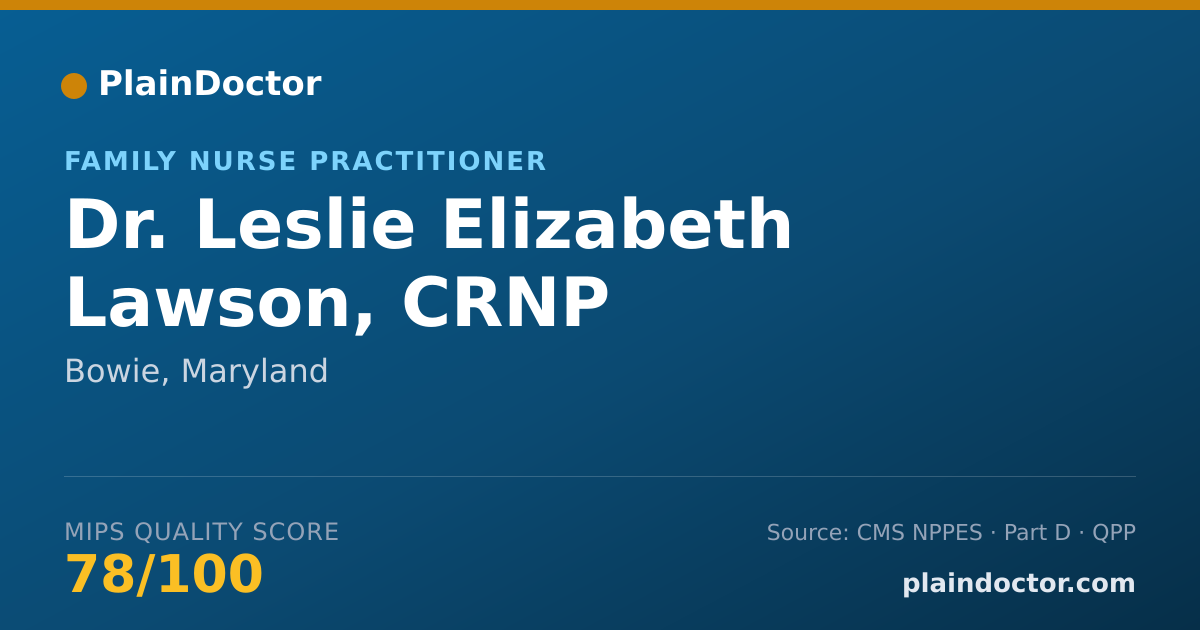 Shareable card for Leslie Elizabeth Lawson, CRNP - Family Nurse Practitioner, Bowie, MD