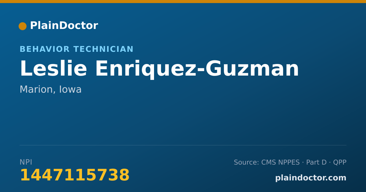 Shareable card for Leslie Enriquez-Guzman - Behavior Technician, Marion, IA