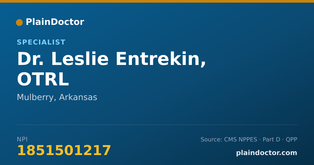 Shareable card for Leslie Entrekin, OTRL - Specialist, Mulberry, AR