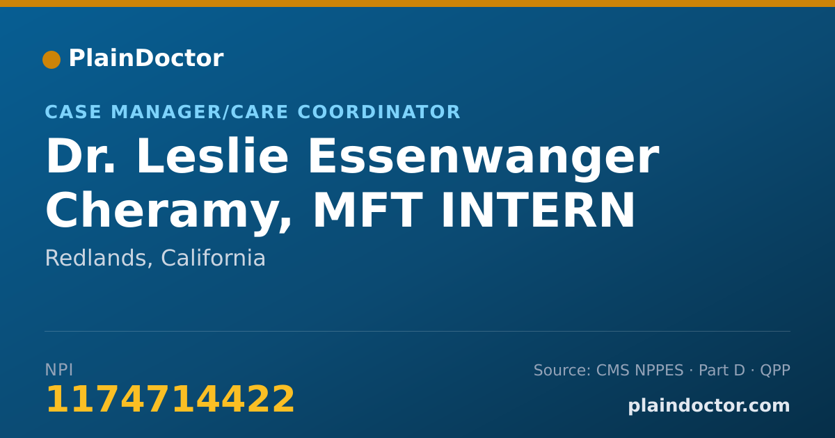 Shareable card for Leslie Essenwanger Cheramy, MFT INTERN - Case Manager/Care Coordinator, Redlands, CA
