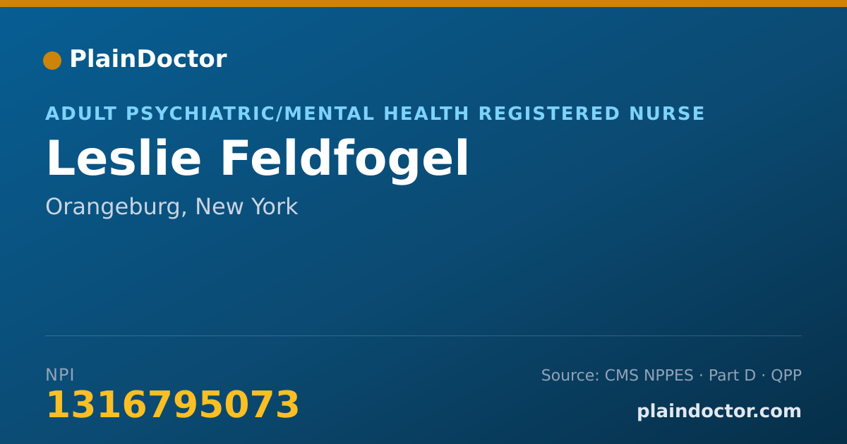 Shareable card for Leslie Feldfogel - Adult Psychiatric/Mental Health Registered Nurse, Orangeburg, NY