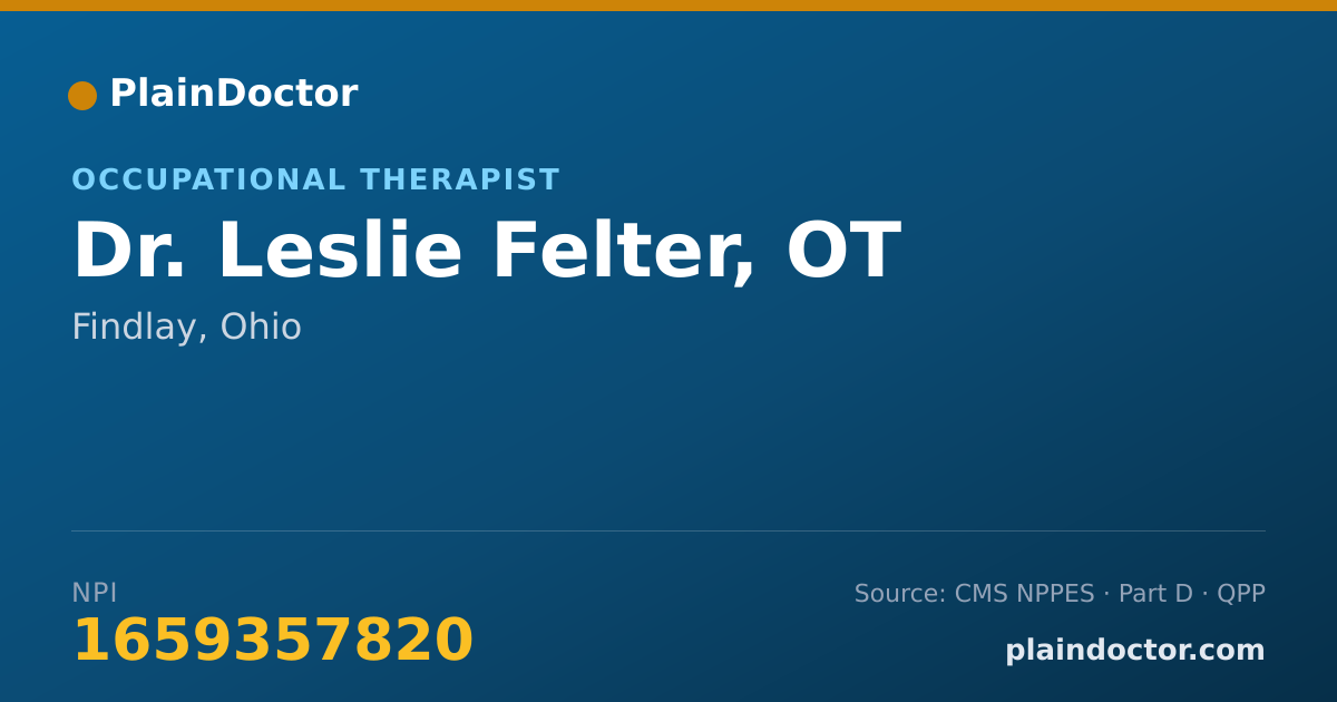 Shareable card for Leslie Felter, OT - Occupational Therapist, Findlay, OH