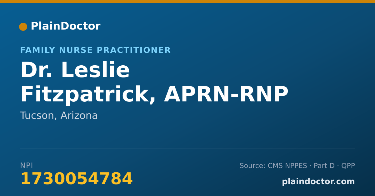 Shareable card for Leslie Fitzpatrick, APRN-RNP - Family Nurse Practitioner, Tucson, AZ