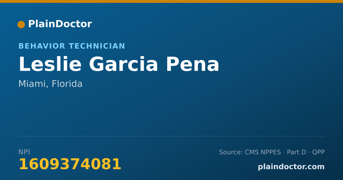Shareable card for Leslie Garcia Pena - Behavior Technician, Miami, FL