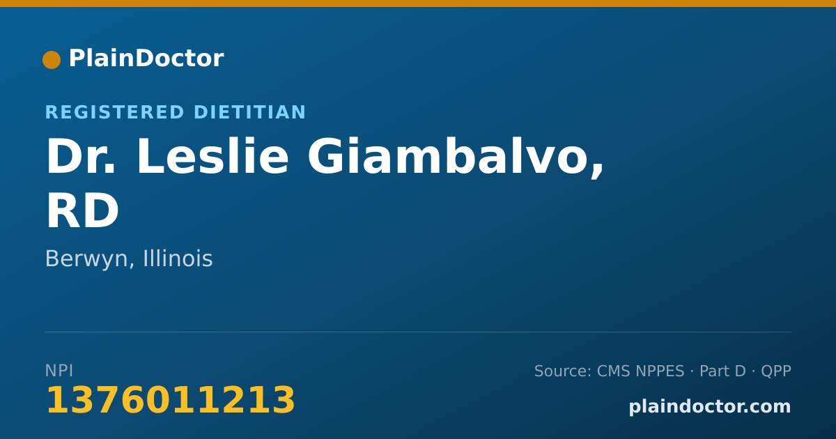 Shareable card for Leslie Giambalvo, RD - Registered Dietitian, Berwyn, IL