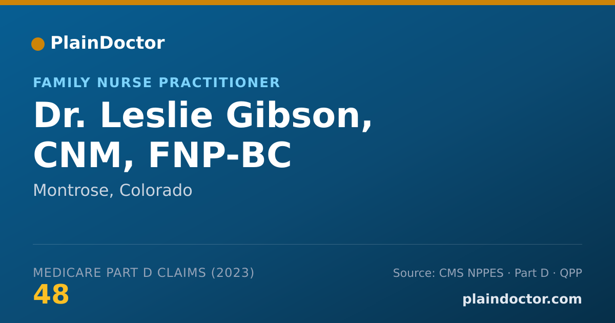 Shareable card for Leslie Gibson, CNM, FNP-BC - Family Nurse Practitioner, Montrose, CO