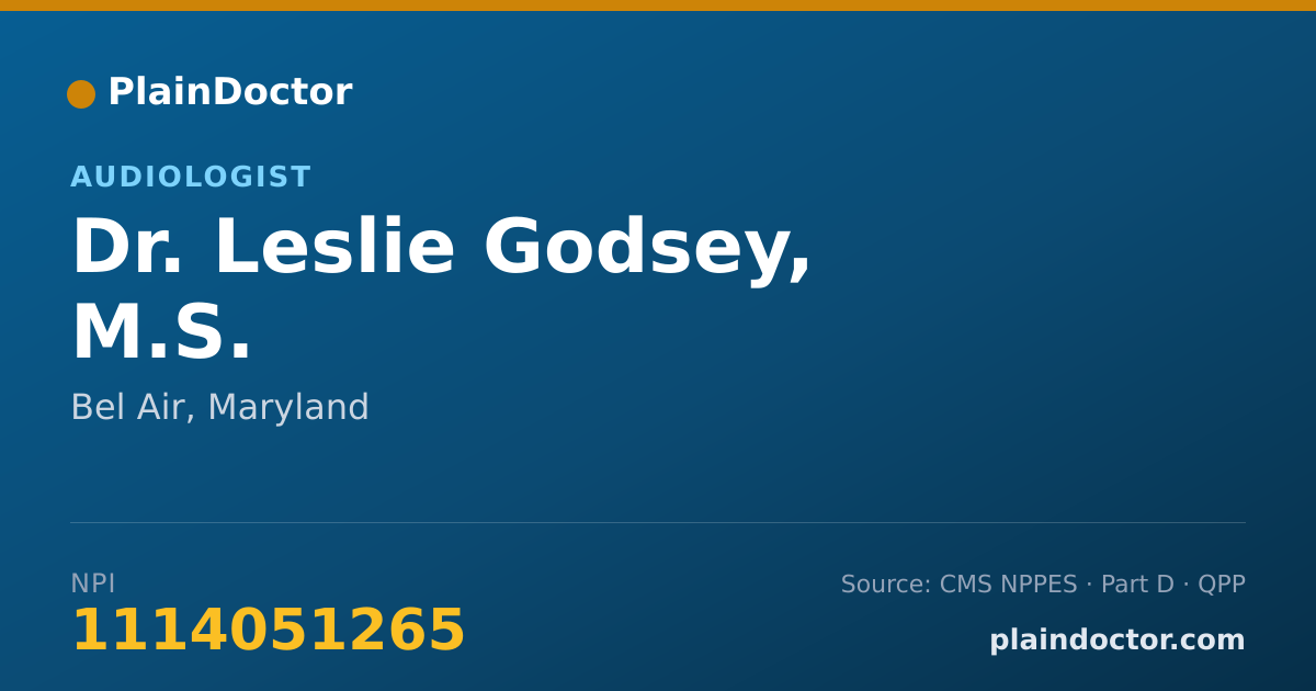 Shareable card for Leslie Godsey, M.S. - Audiologist, Bel Air, MD