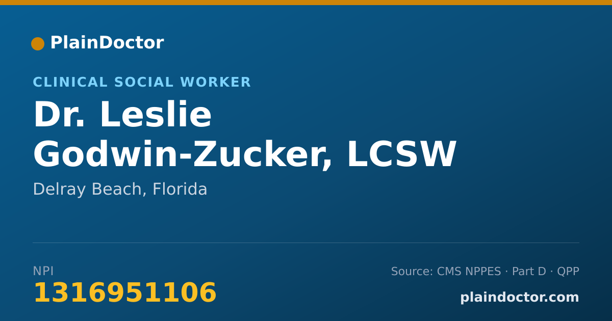 Shareable card for Leslie Godwin-Zucker, LCSW - Clinical Social Worker, Delray Beach, FL