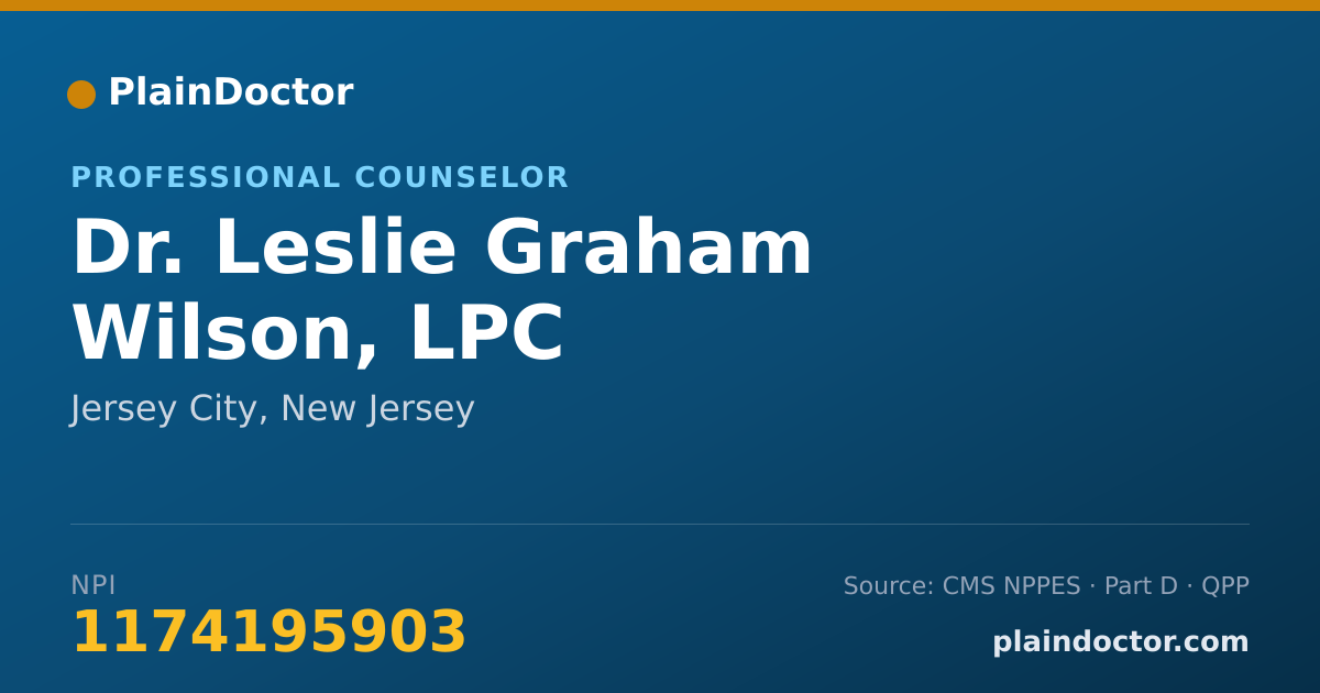 Shareable card for Leslie Graham Wilson, LPC - Professional Counselor, Jersey City, NJ