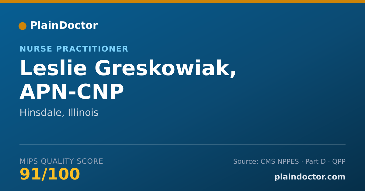Shareable card for Leslie Greskowiak, APN-CNP - Nurse Practitioner, Hinsdale, IL