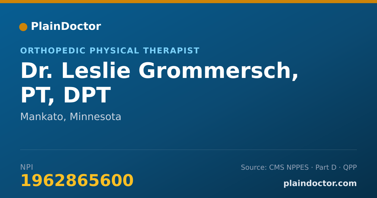 Shareable card for Leslie Grommersch, PT, DPT - Orthopedic Physical Therapist, Mankato, MN