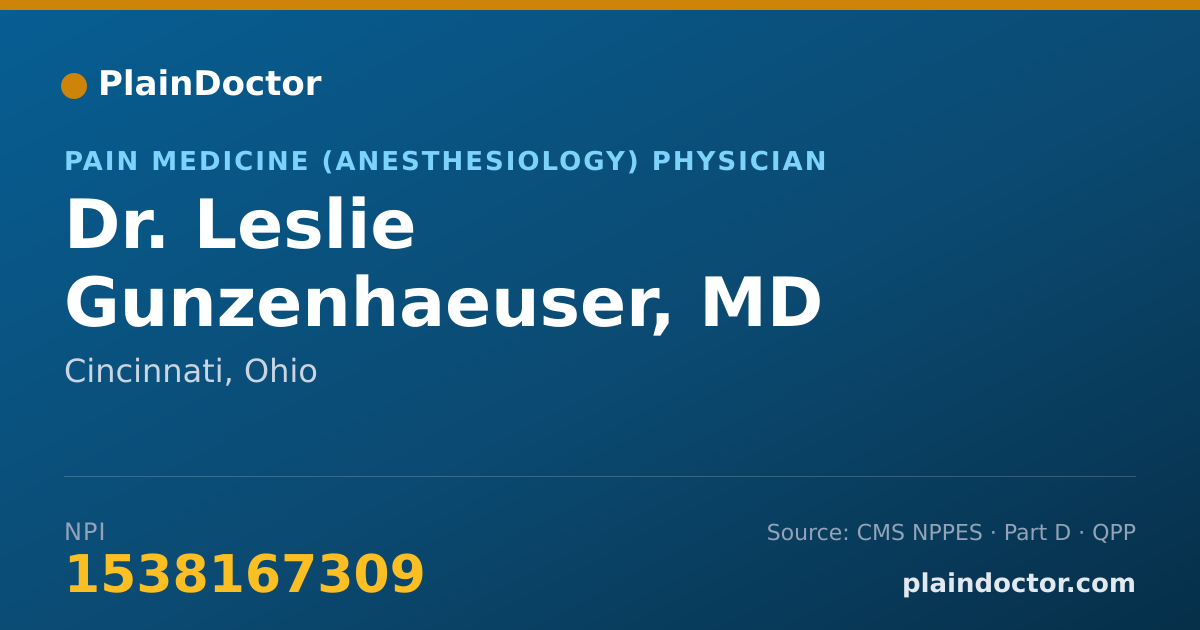 Shareable card for Leslie Gunzenhaeuser, MD - Pain Medicine (Anesthesiology) Physician, Cincinnati, OH