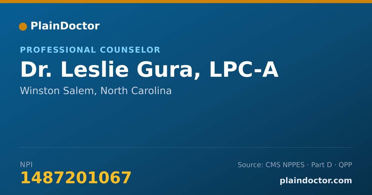 Shareable card for Leslie Gura, LPC-A - Professional Counselor, Winston Salem, NC