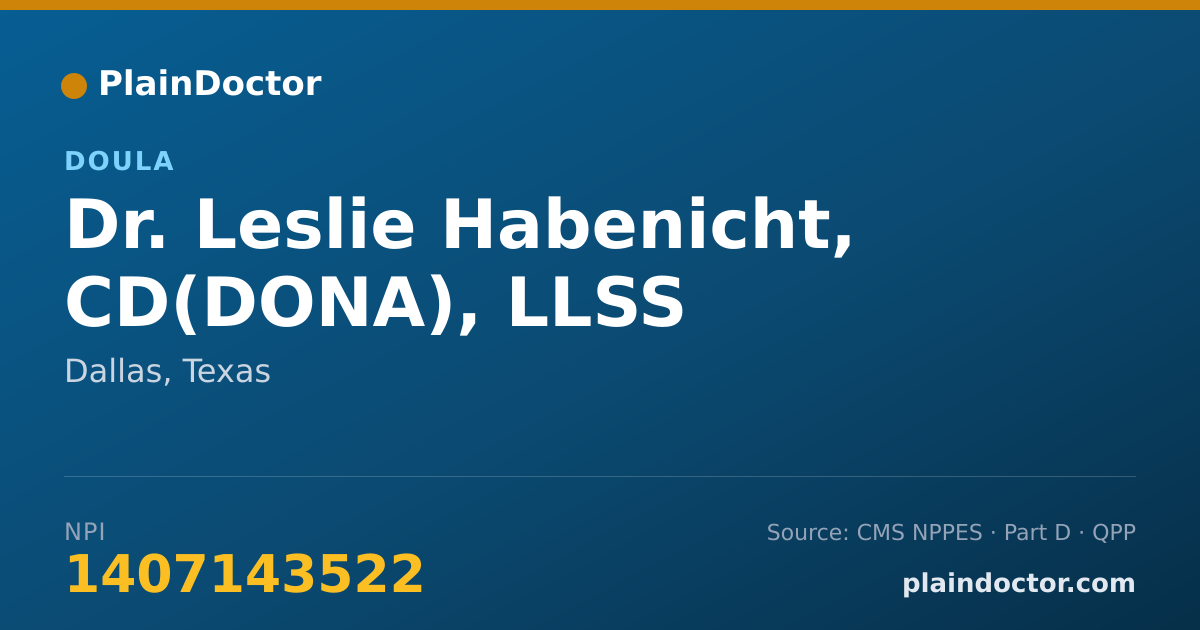 Shareable card for Leslie Habenicht, CD(DONA), LLSS - Doula, Dallas, TX