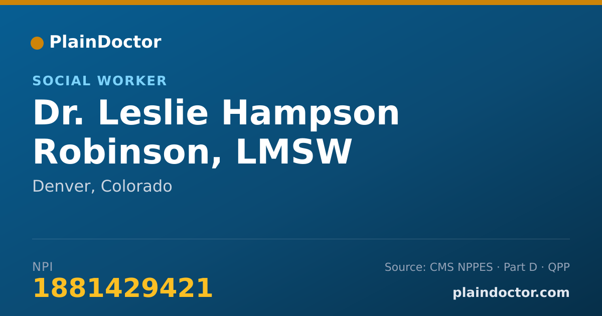 Shareable card for Leslie Hampson Robinson, LMSW - Social Worker, Denver, CO