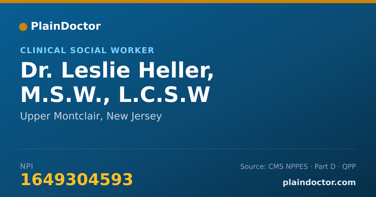 Shareable card for Leslie Heller, M.S.W., L.C.S.W - Clinical Social Worker, Upper Montclair, NJ