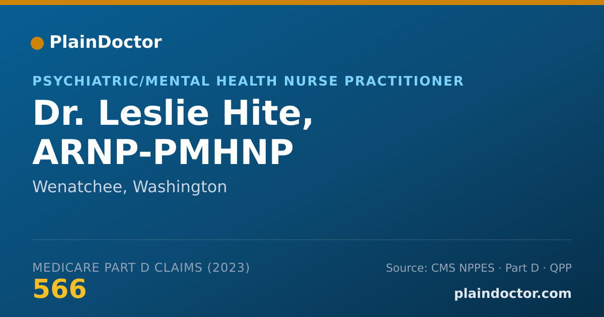 Shareable card for Leslie Hite, ARNP-PMHNP - Psychiatric/Mental Health Nurse Practitioner, Wenatchee, WA