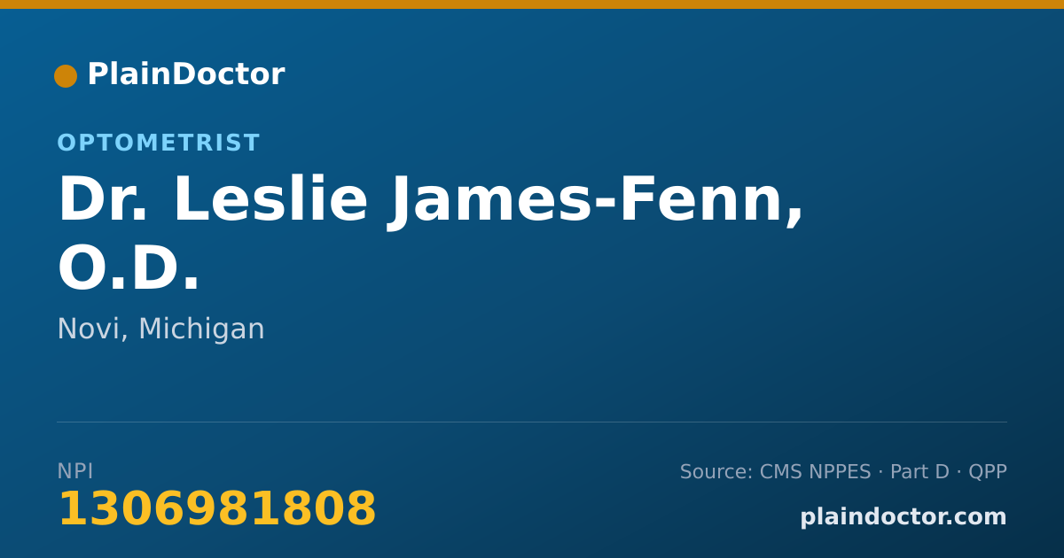 Shareable card for Leslie James-Fenn, O.D. - Optometrist, Novi, MI