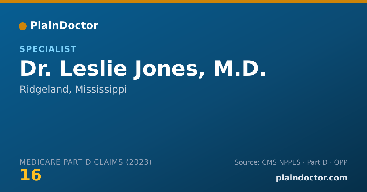 Shareable card for Leslie Jones, M.D. - Specialist, Ridgeland, MS