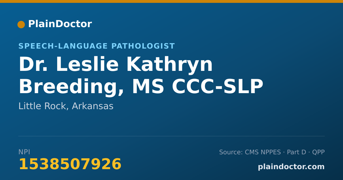 Shareable card for Leslie Kathryn Breeding, MS CCC-SLP - Speech-Language Pathologist, Little Rock, AR