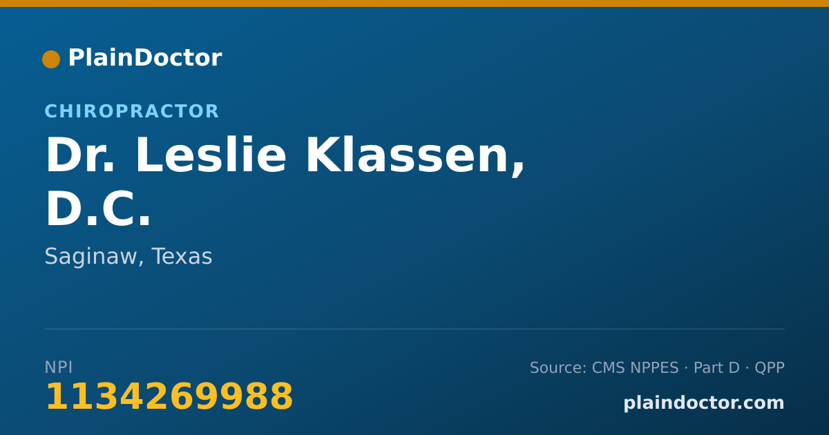 Shareable card for Leslie Klassen, D.C. - Chiropractor, Saginaw, TX