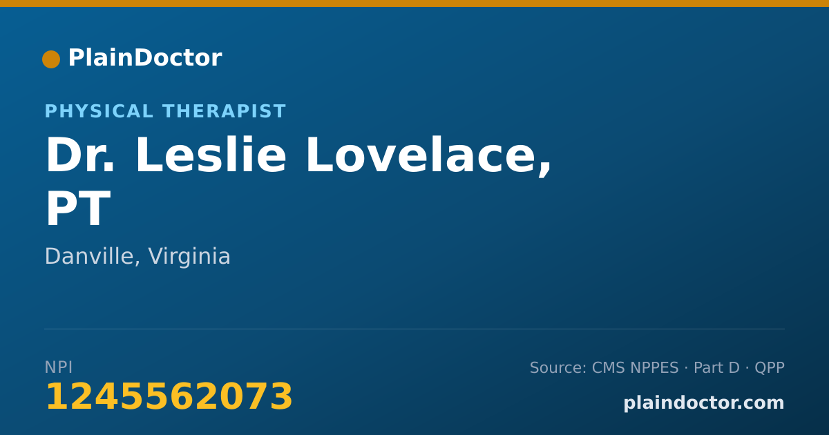 Shareable card for Leslie Lovelace, PT - Physical Therapist, Danville, VA
