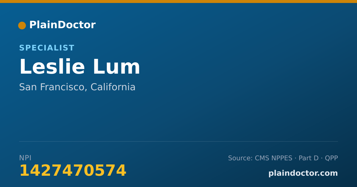 Shareable card for Leslie Lum - Specialist, San Francisco, CA