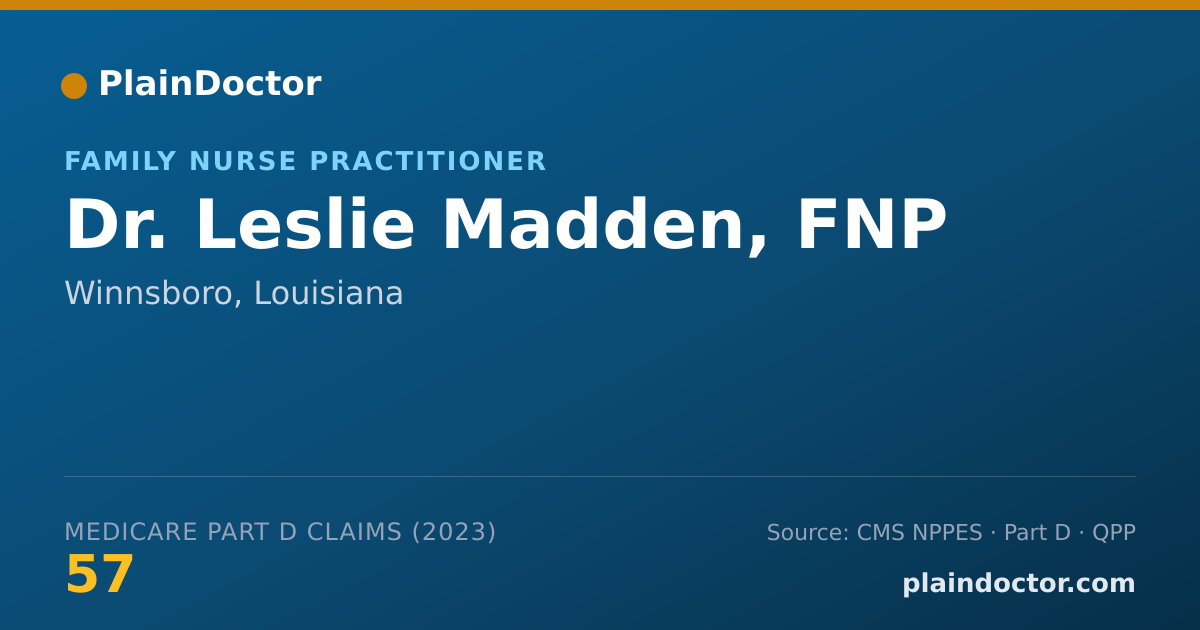 Shareable card for Leslie Madden, FNP - Family Nurse Practitioner, Winnsboro, LA
