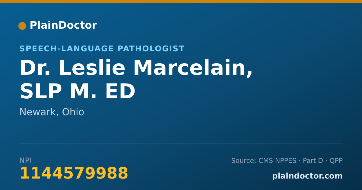 Shareable card for Leslie Marcelain, SLP M. ED - Speech-Language Pathologist, Newark, OH