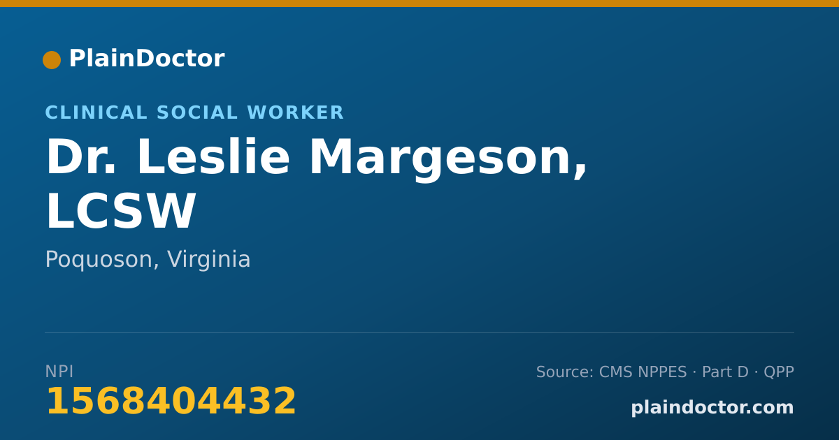 Shareable card for Leslie Margeson, LCSW - Clinical Social Worker, Poquoson, VA