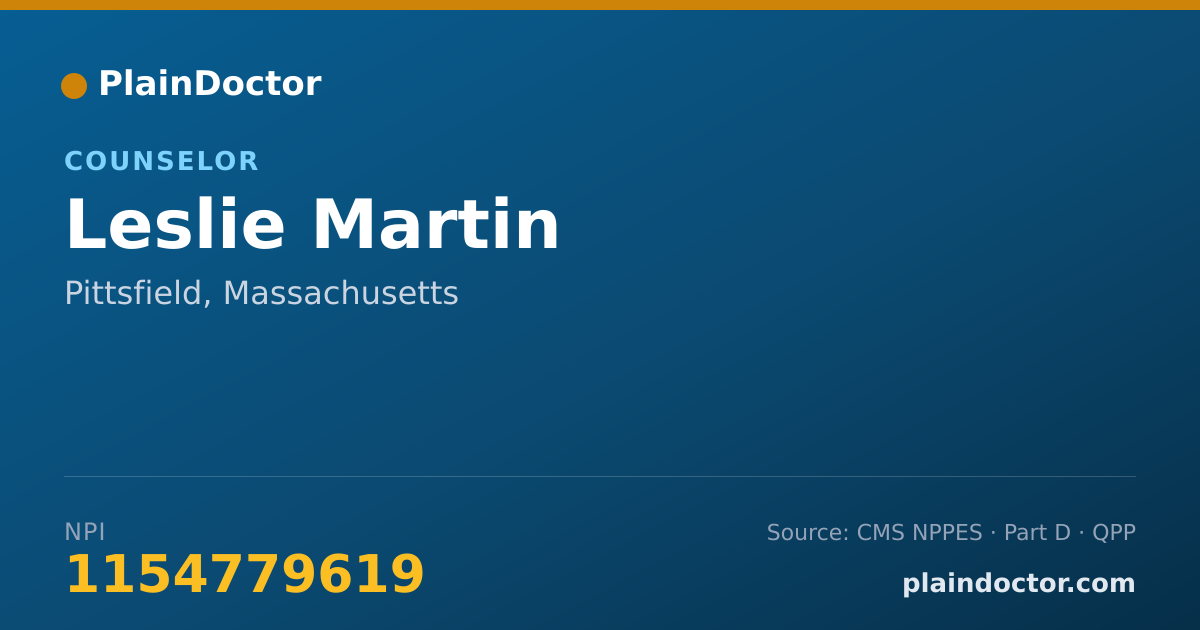 Shareable card for Leslie Martin - Counselor, Pittsfield, MA