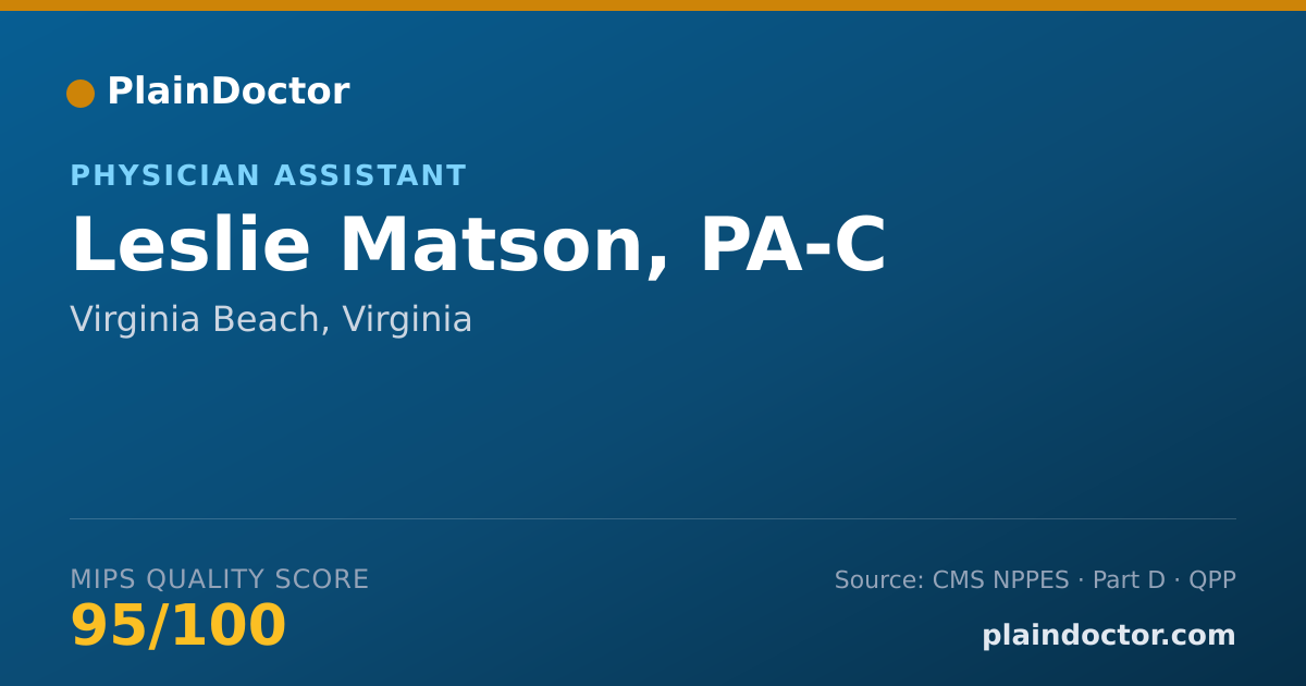 Shareable card for Leslie Matson, PA-C - Physician Assistant, Virginia Beach, VA