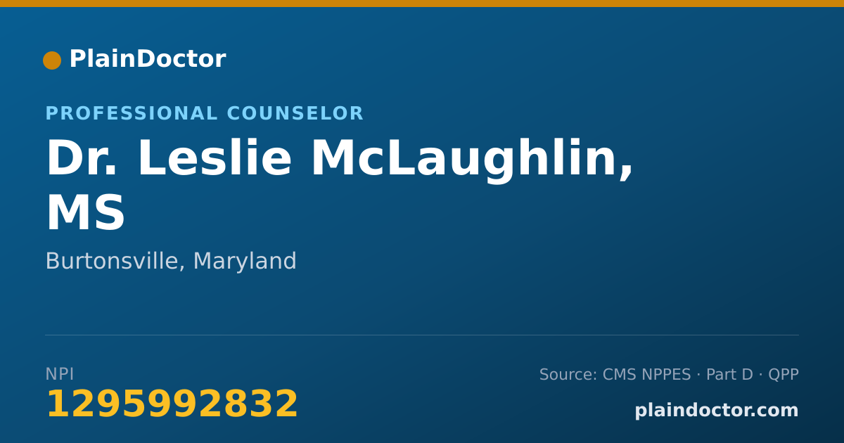 Shareable card for Leslie McLaughlin, MS - Professional Counselor, Burtonsville, MD